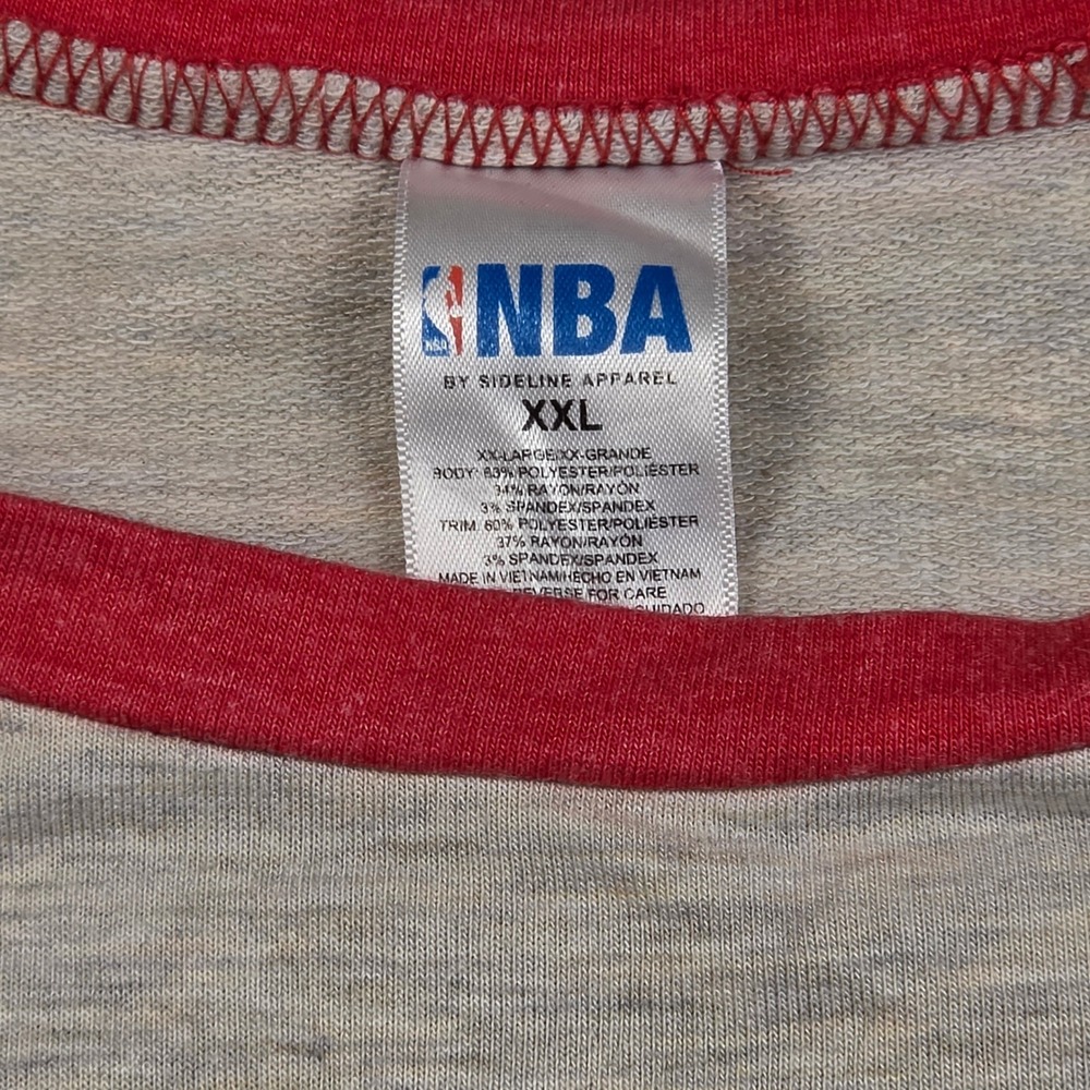 Houston Rockets Shirt Mens XXL Gray Red Excellent NBA Raglan High-Low Sleeve - Picture 3 of 6